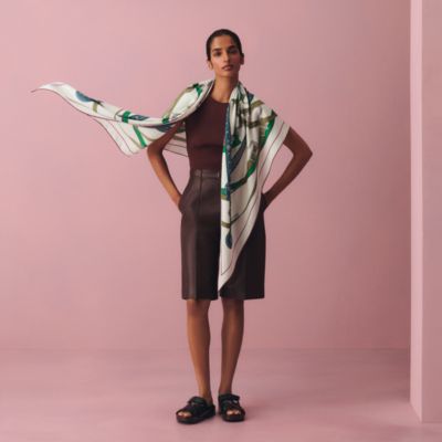 HERMES / エルメス | リネン シルク ショールカラーニット | 40 | ホワイト | レディース HERMES / エルメス | リネン シルク ショールカラーニット | 40